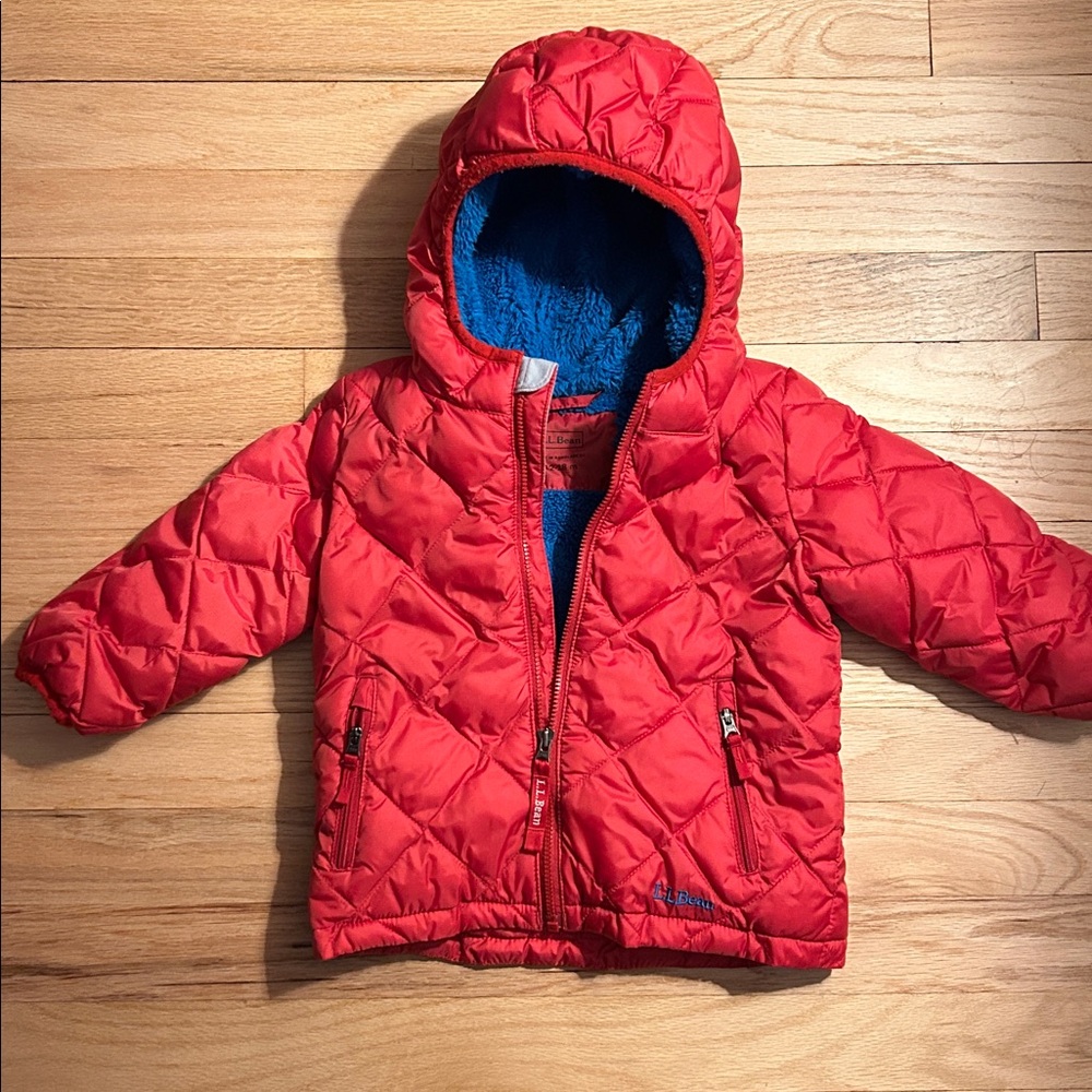L.L. Bean Red and Blue Fleece Sherpa Lined Jacket- pre owned